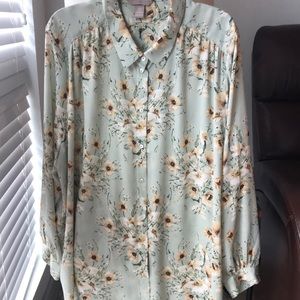 Sage green, floral H&M button down!